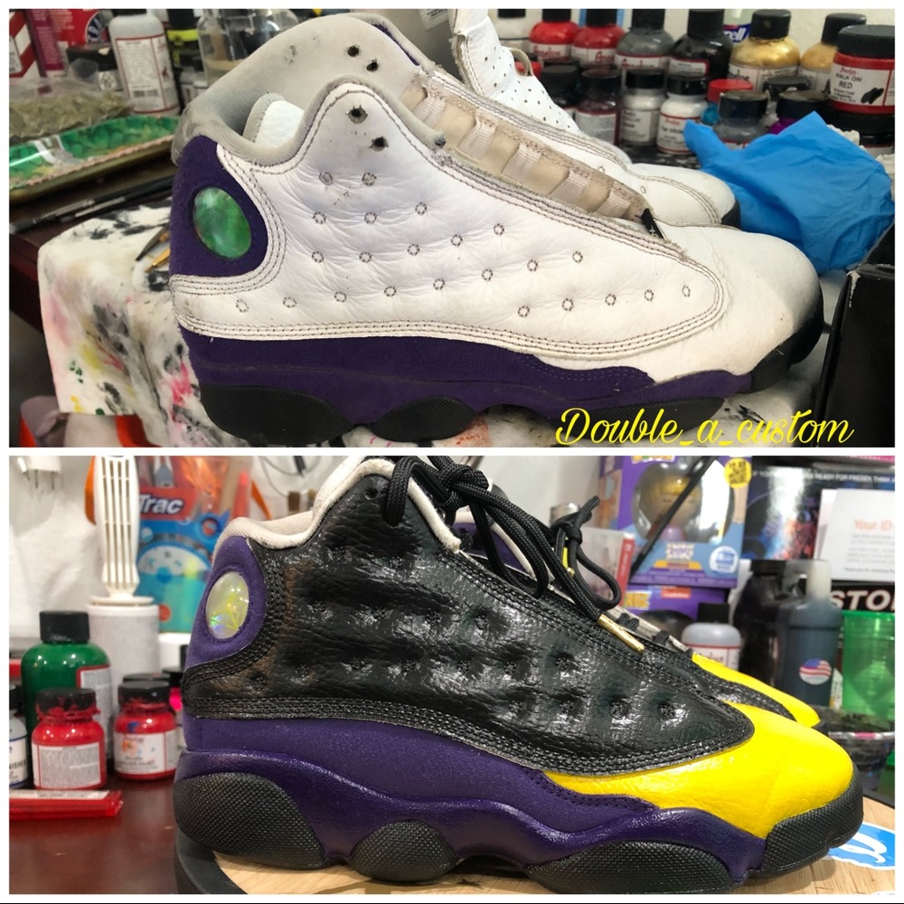 Custom painted Jordan 12s “Tribute to Kobe”